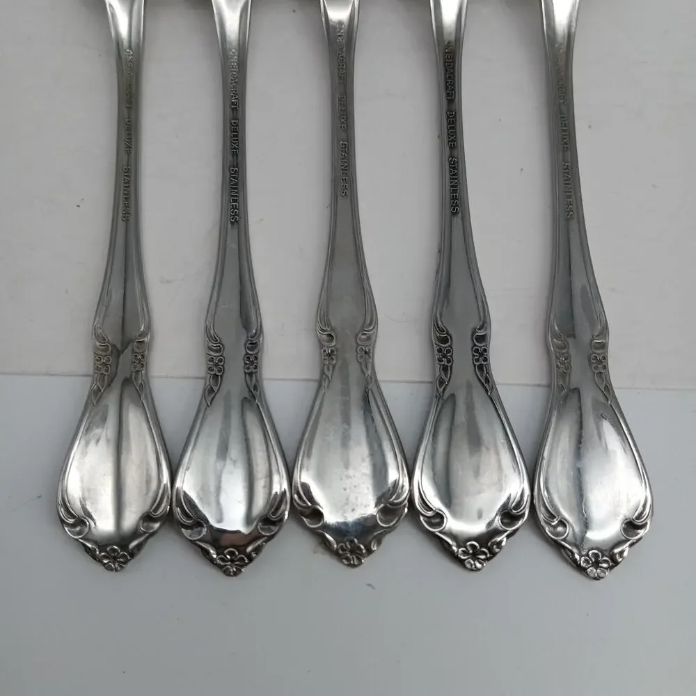 5X DF Oneida CHATEAU Stainless Flatware Dinner Forks Glossy USA